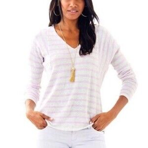 Lily Pulitzer Purple Gray Striped V Neck Stasia Sweater Size XS